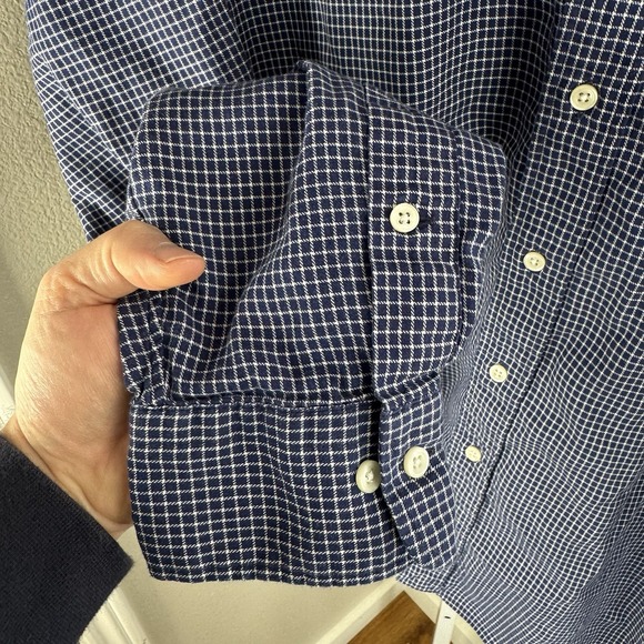 Polo Ralph Lauren Andrew 16 1/2 36/37 Blue White Checkered Dress Shirt Button Up - Picture 5 of 7